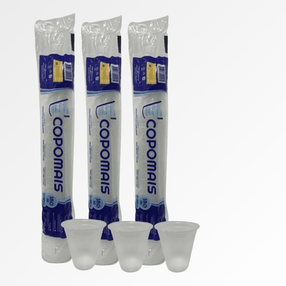 3 Pacotes de Copo de 180ml Transparente ABNT 2012 PS Copomais com 100 unidades - e - dona