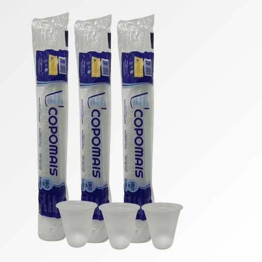 3 Pacotes de Copo de 180ml Transparente ABNT 2012 PS Copomais com 100 unidades - e - dona