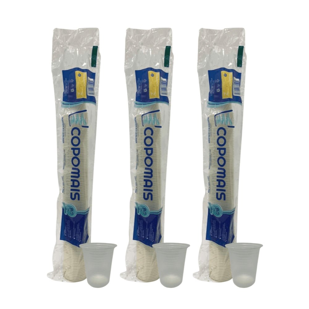 3 Pacotes de Copo de 80ml Transparente PS ABNT 2012 Copomais com 100 unidades - e - dona