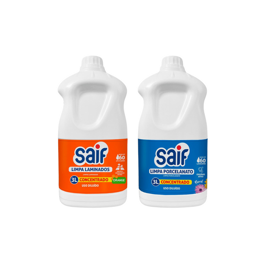 Kit Limpa Piso Laminado 3 Litros Saif + Limpa Porcelanato 3 Litros Saif