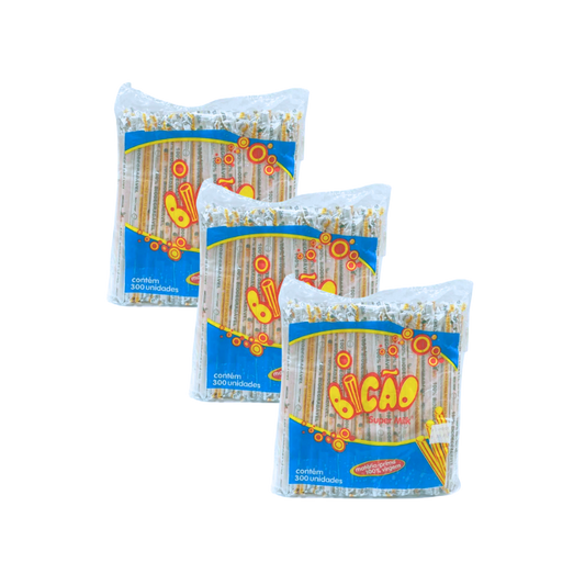 Kit com 3 Pacotes de Canudos Bicão Branco  300 Unidades Cada