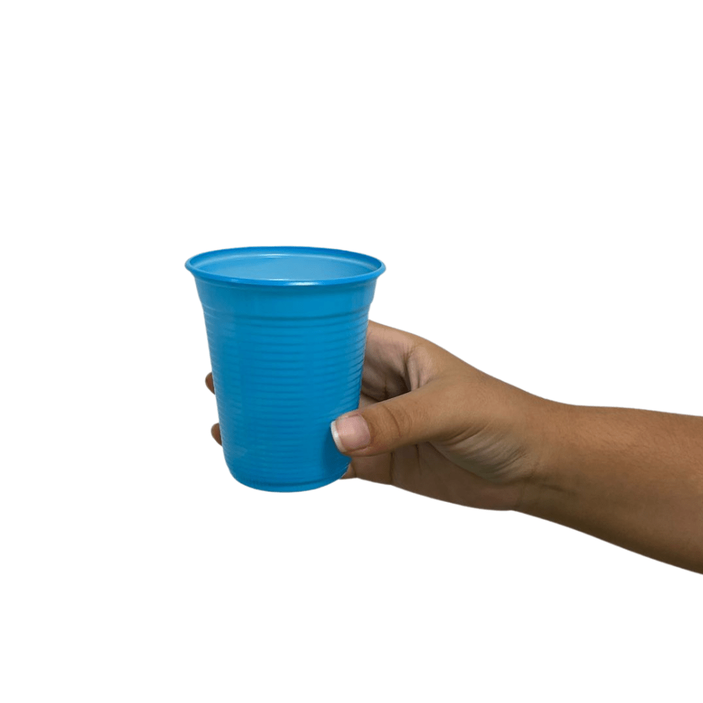 4 Pacotes de Copo de 200ml Azul estriado PS Copaza com 50 unidades - e - dona