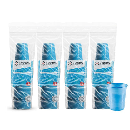 4 Pacotes de Copo de 200ml Azul estriado PS Copaza com 50 unidades - e - dona