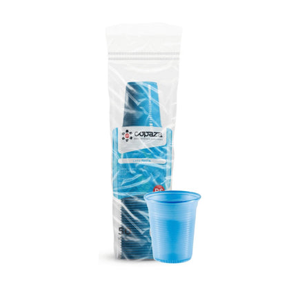 4 Pacotes de Copo de 200ml Azul estriado PS Copaza com 50 unidades - e - dona