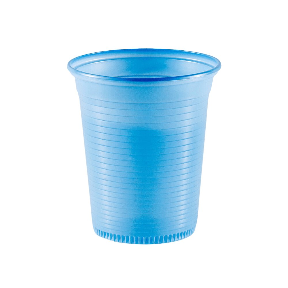 4 Pacotes de Copo de 200ml Azul estriado PS Copaza com 50 unidades - e - dona