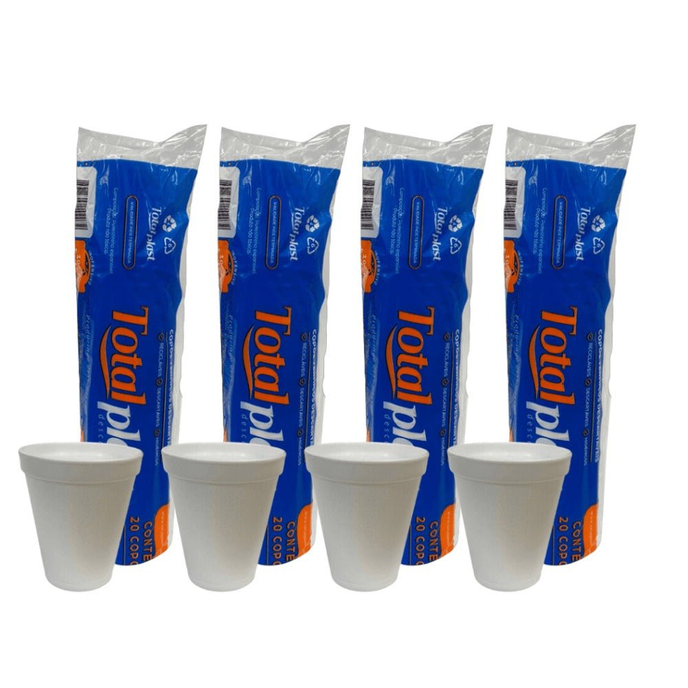 4 Pacotes de Copo de Isopor 240ml Totalplast com 20 unidades - e - dona