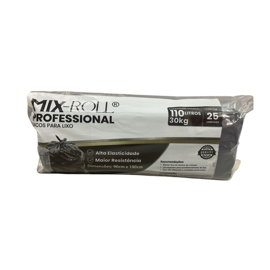 Saco para Lixo Novalix 110L Preto Rolo com 25 Unidades