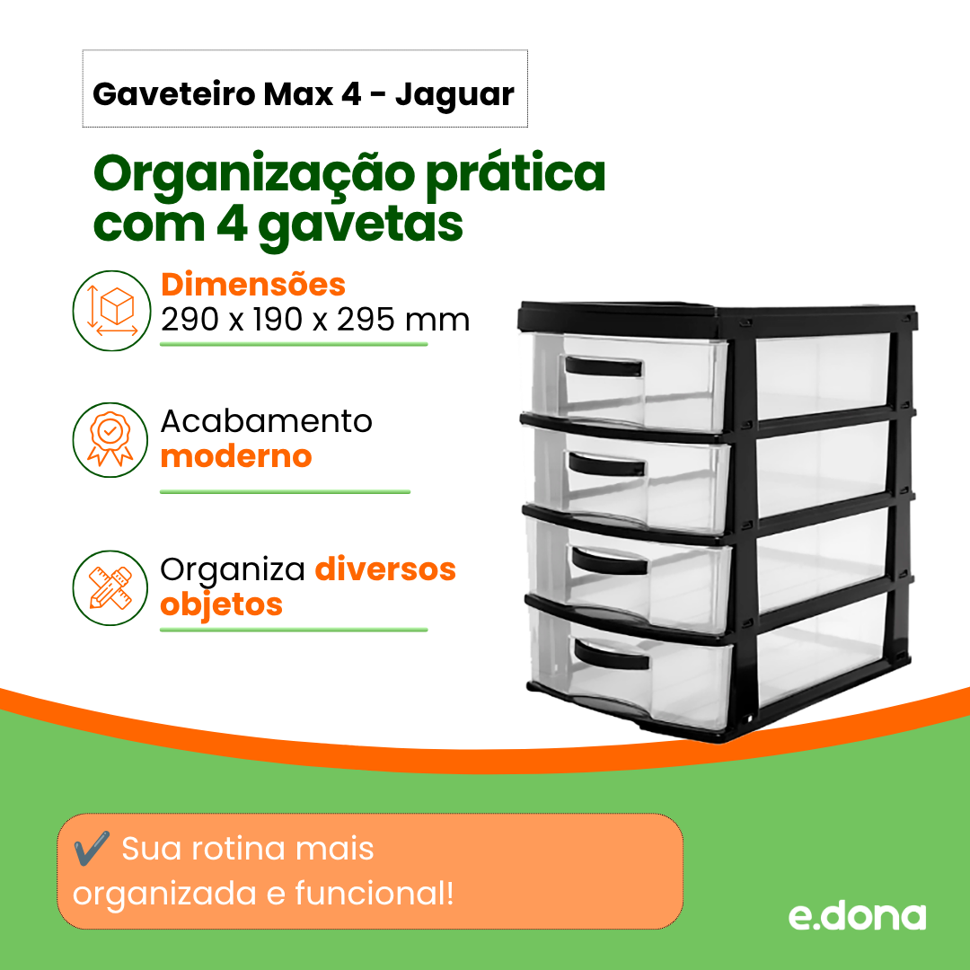 Gaveteiro Max Jaguar 4 Gavetas