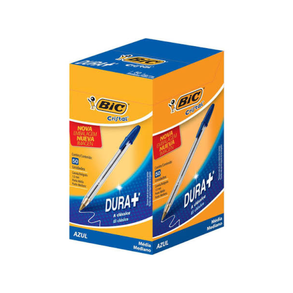 Caneta Esferográfica Cristal Azul BIC Caixa com 50 Unidades