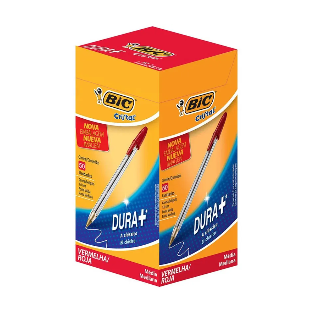 Caneta Esferográfica Cristal Vermelha BIC Caixa com 50 Unidades