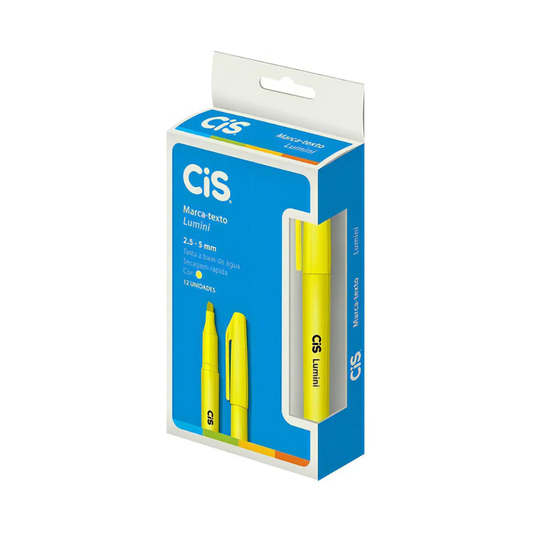 Pincel Marca-Texto Amarelo Lumii Caixa com 12 Unidades