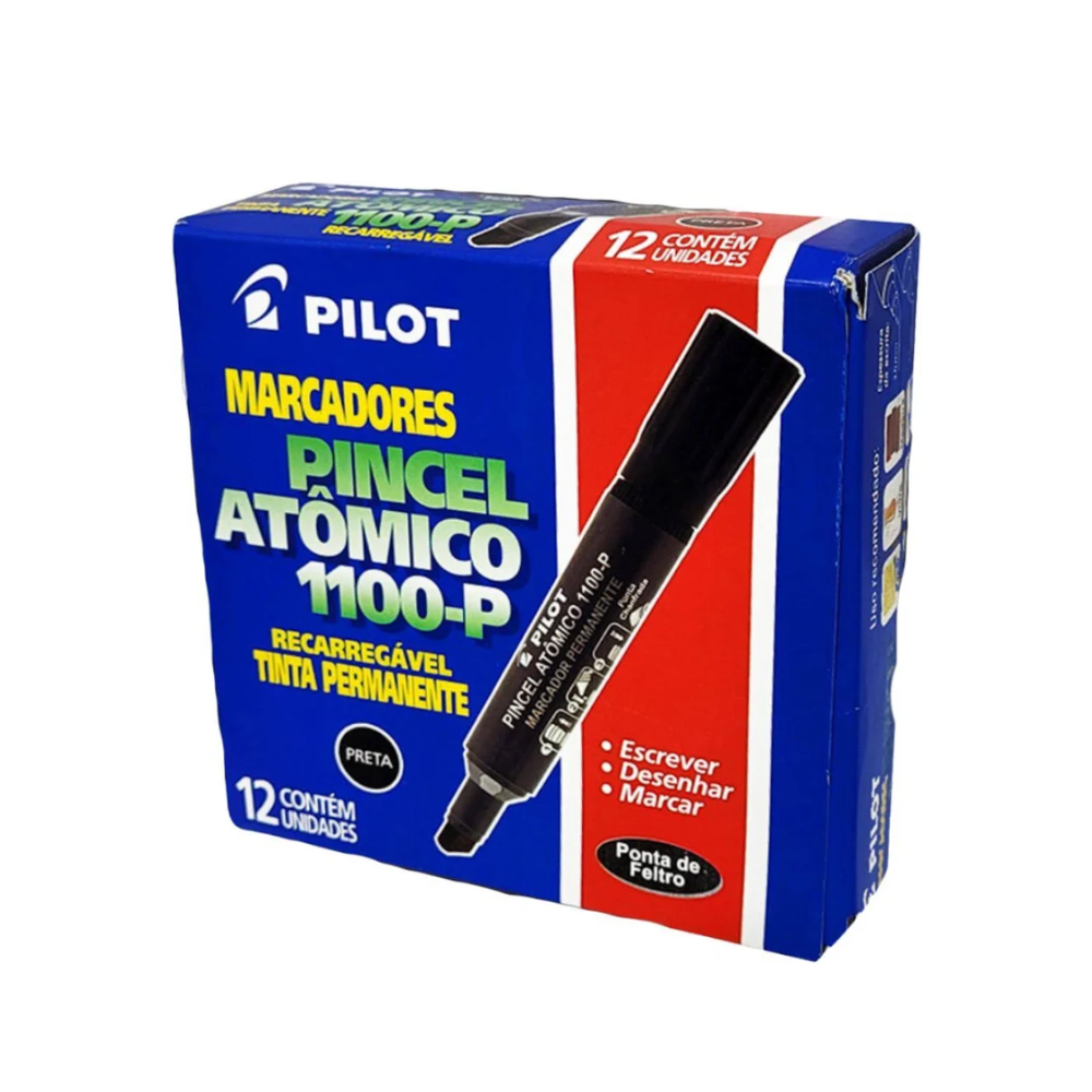 Pincel Atômico Preto 1100P Embalagem com 12 Unidades