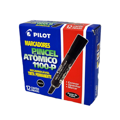 Pincel Atômico Preto 1100P Embalagem com 12 Unidades