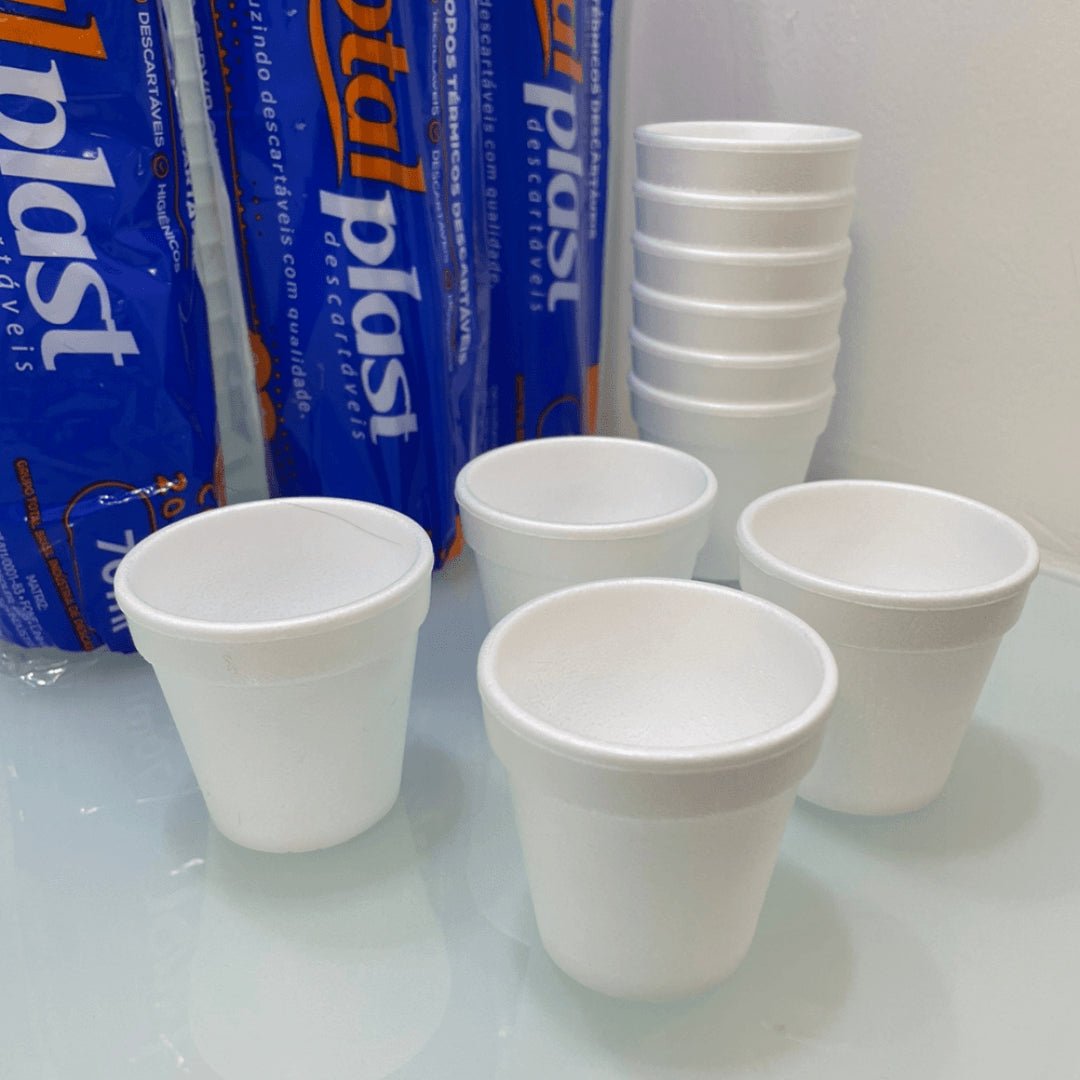 5 Pacotes de Copo de Isopor 70ml Totalplast com 20 unidades - e - dona