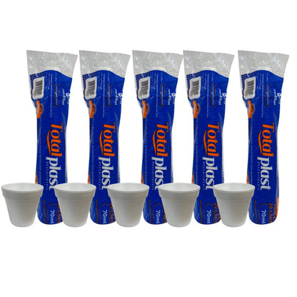5 Pacotes de Copo de Isopor 70ml Totalplast com 20 unidades - e - dona