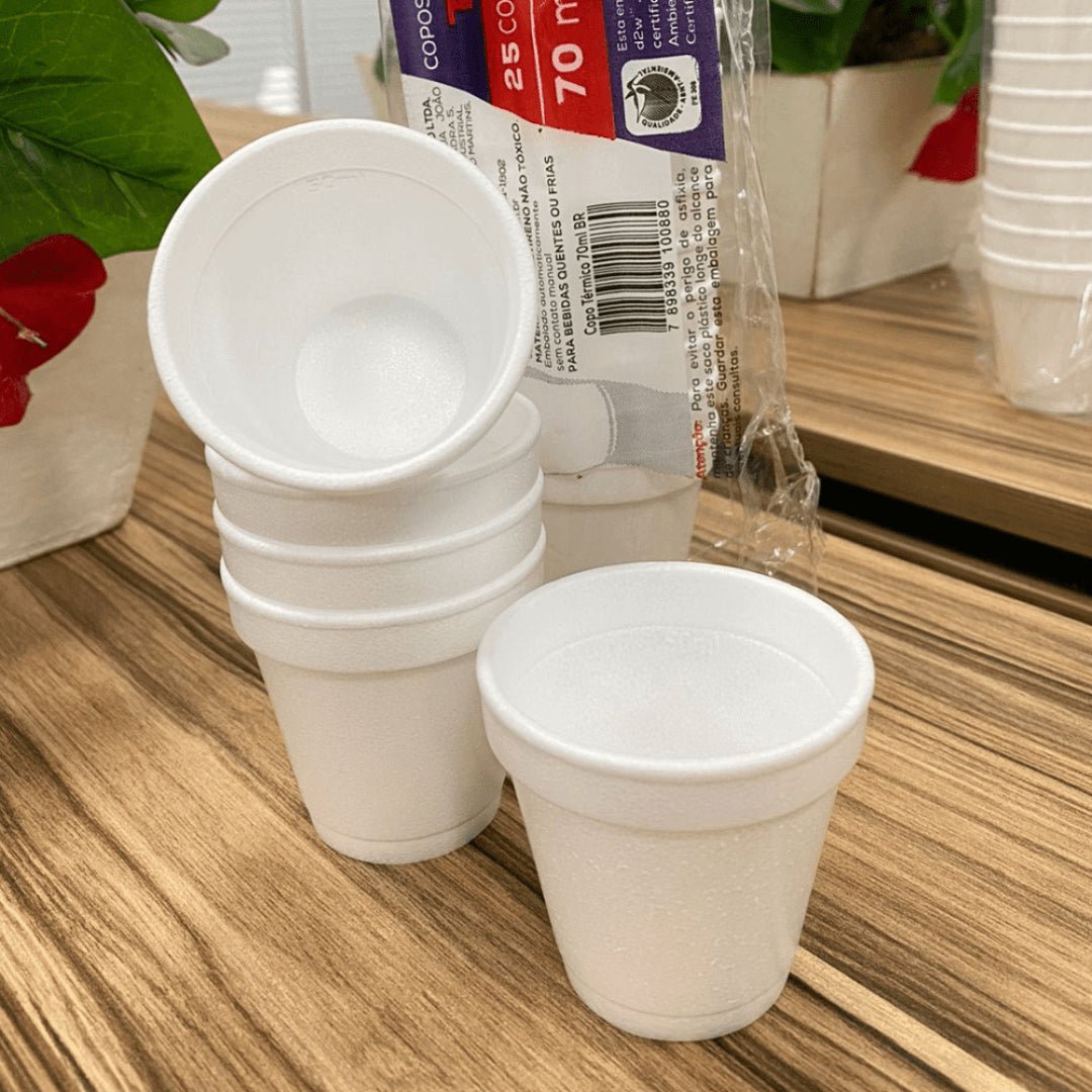 6 Pacotes de Copo de Isopor Térmico 70ml Linha Replast Ultra com 25 unidades - e - dona
