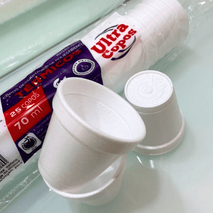 6 Pacotes de Copo de Isopor Térmico 70ml Linha Replast Ultra com 25 unidades - e - dona