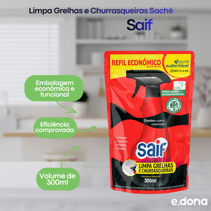 Limpa Grelhas e Churrasqueiras Sachê 300ml Saif