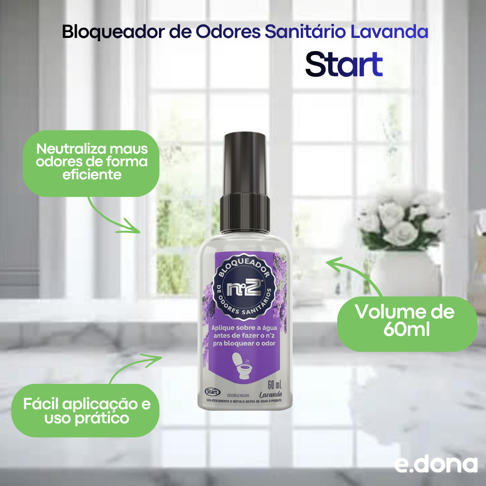 Bloqueador de Odores Sanitário Lavanda N2 Start 60ml