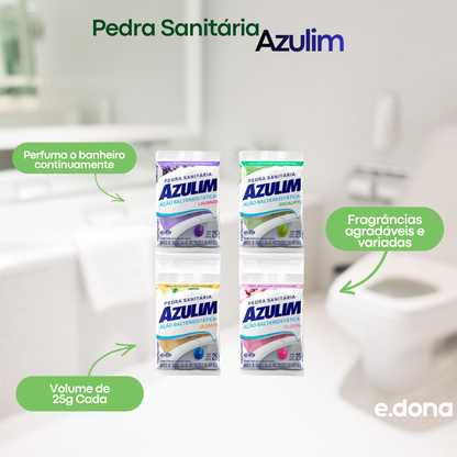 Pedra Sanitária Azulim Floral, Jasmim, Eucalipto e Lavanda – Kit com 48 Sachês de 25g