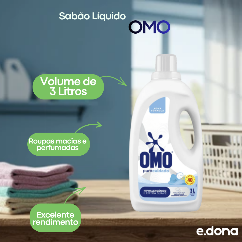 Sabão Líquido OMO Puro Cuidado 3 Litros