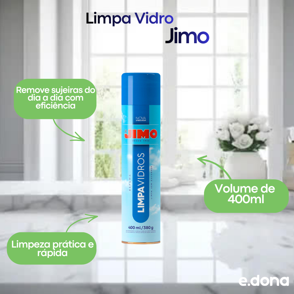 Limpa Vidro 400ml Aerosol Jimo