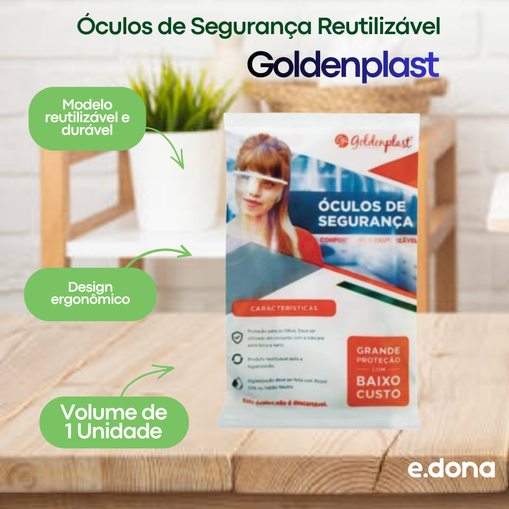 Óculos de Segurança Reutilizável Goldenplast
