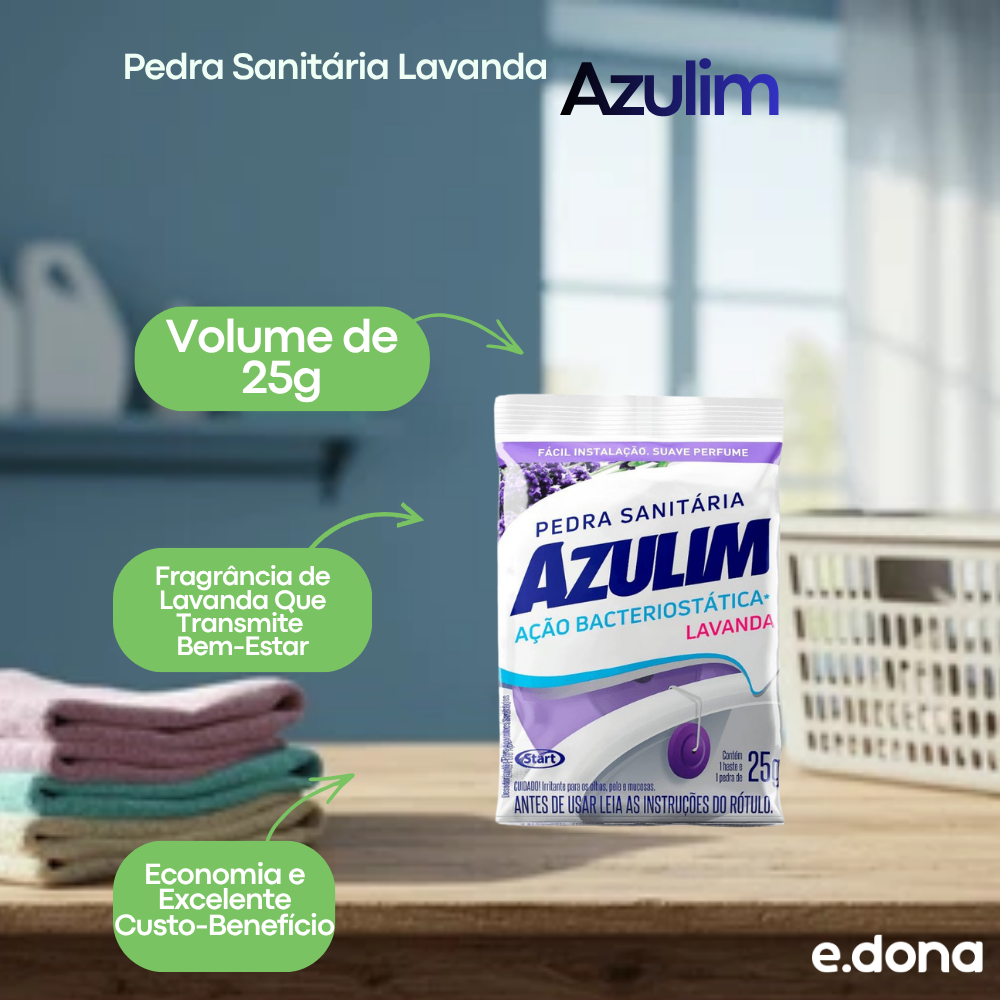 Pedra Sanitária Lavanda Azulim 48 Sachês de 25g