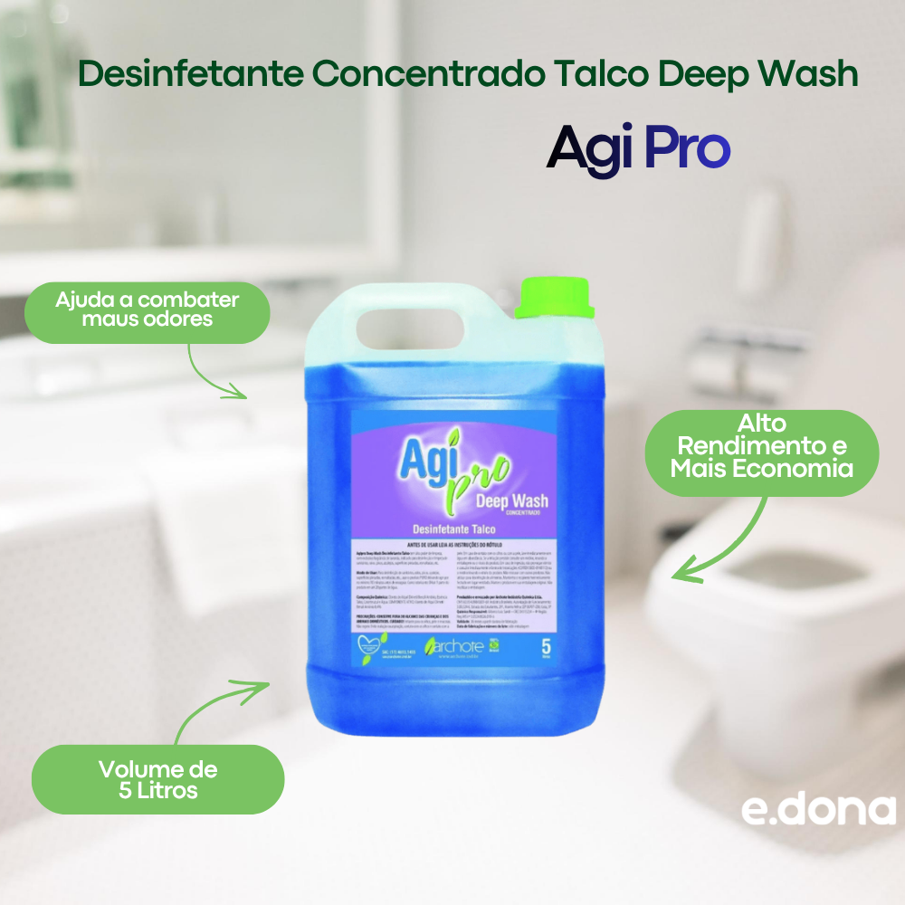 Desinfetante Concentrado Talco Deep Wash Agi Pro 5 Litros