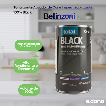 Tonalizante Ativador de Cor e Impermeabilizante 100% Black 500g Bellinzoni