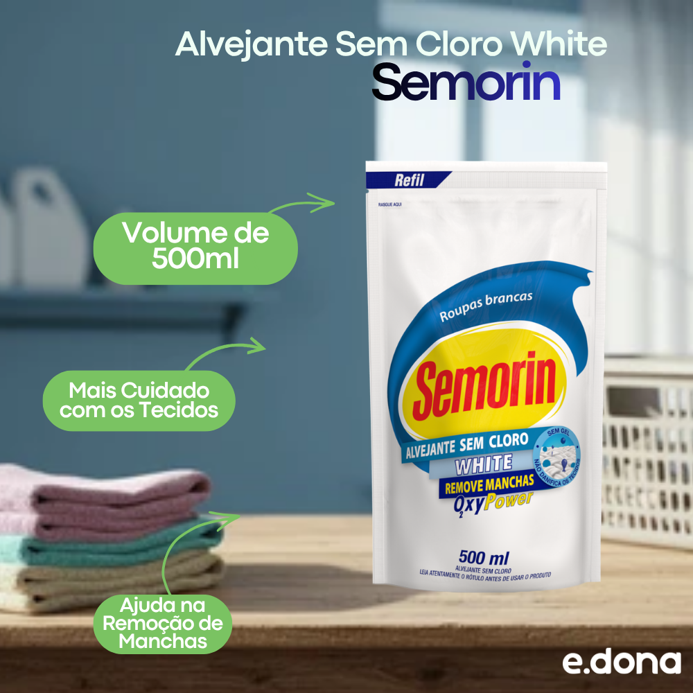 Alvejante Sem Cloro White 500ml – Semorin