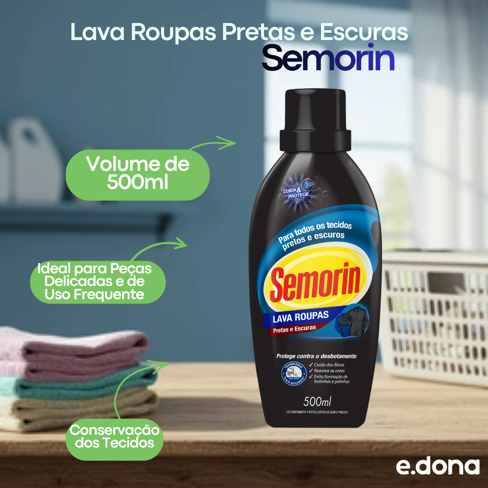 Lava Roupas Pretas e Escuras 500ml – Semorin
