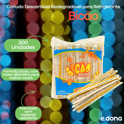 Canudo Descartável Biodegradável Super MilkShake Bicão