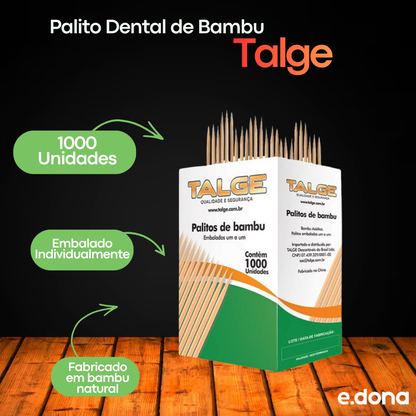 Palito Dental de Bambu Embalado Individualmente 1.000 Unidades Talge