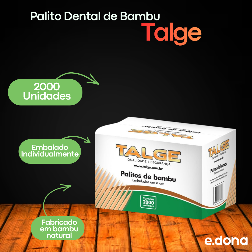 Palito Dental de Bambu Embalado Individualmente 2.000 Unidades Talge