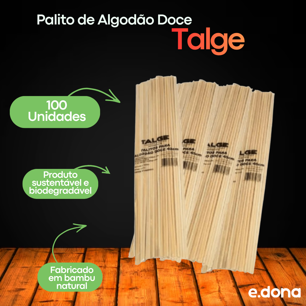 Palito de Algodão Doce Bambu com 100 Unidades Talge