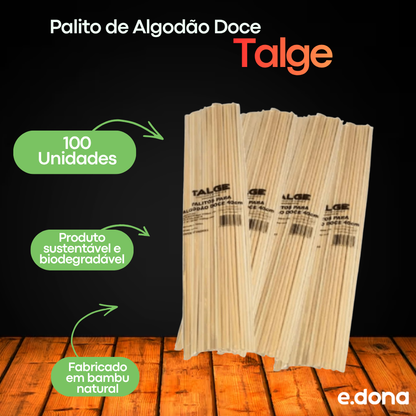 Palito de Algodão Doce Bambu com 100 Unidades Talge