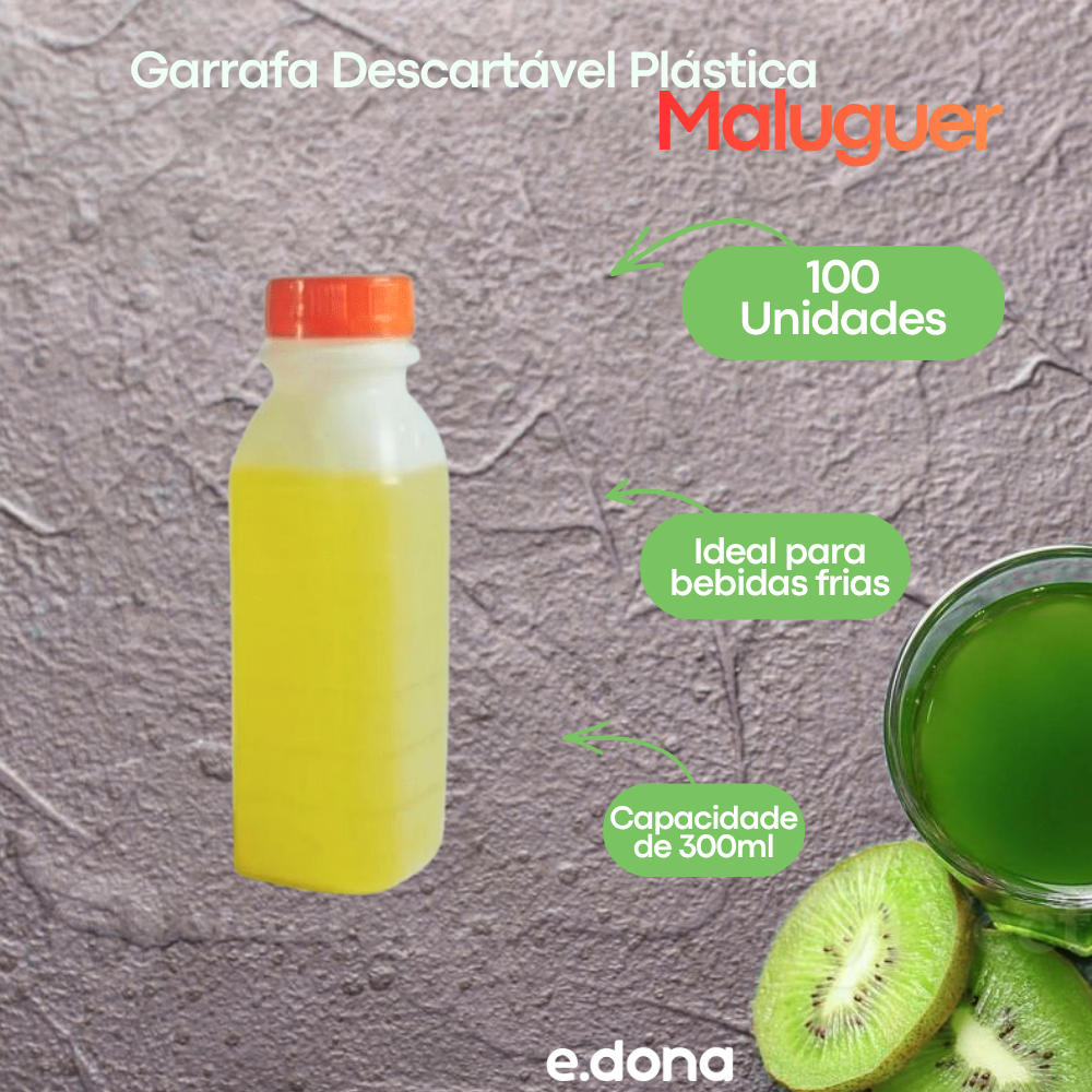Garrafa Descartável Plástica 300ml Maluguer com 100 Unidades