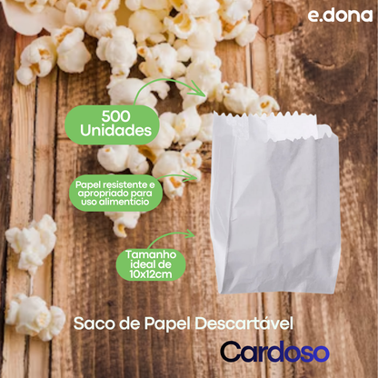 Saco de Papel Descartável 10x12cm para Hamburguer com 500 unidades Cardoso