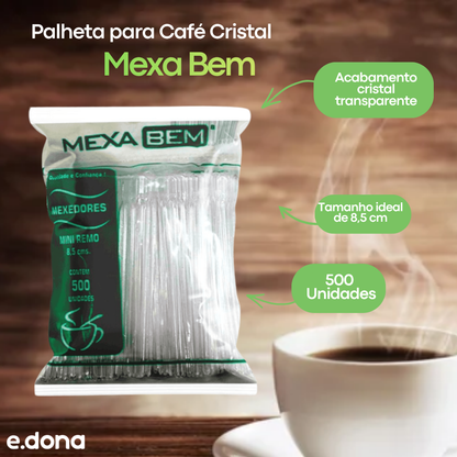 Palheta para Café 8,5 cm Cristal com 500 Unidades - Mexa Bem
