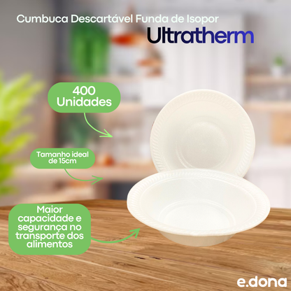 Cumbuca Descartável Funda de Isopor 15cm Cf15 com 400 Unidades Ulthaterm
