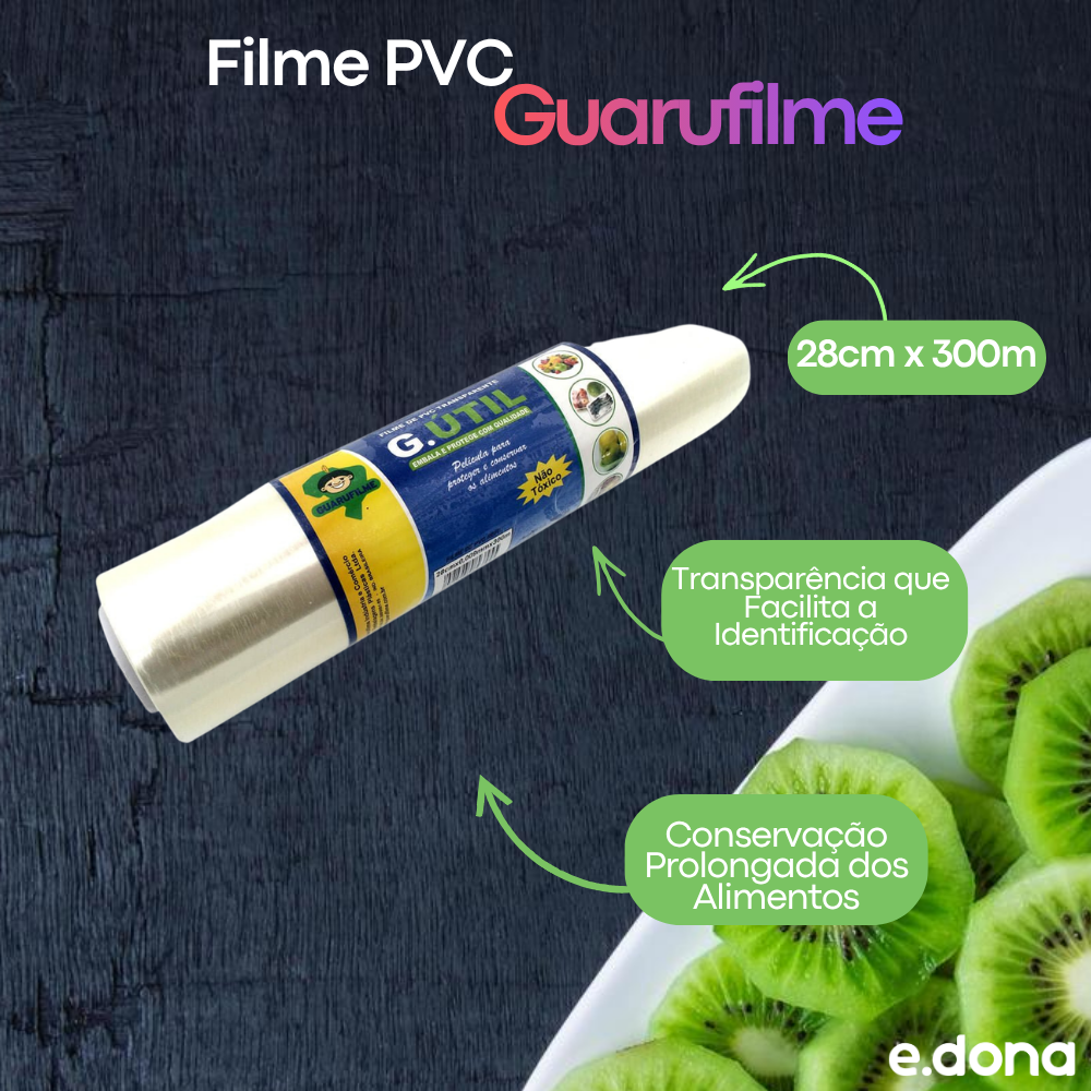 Filme PVC 28cm x  300m Guarufilme