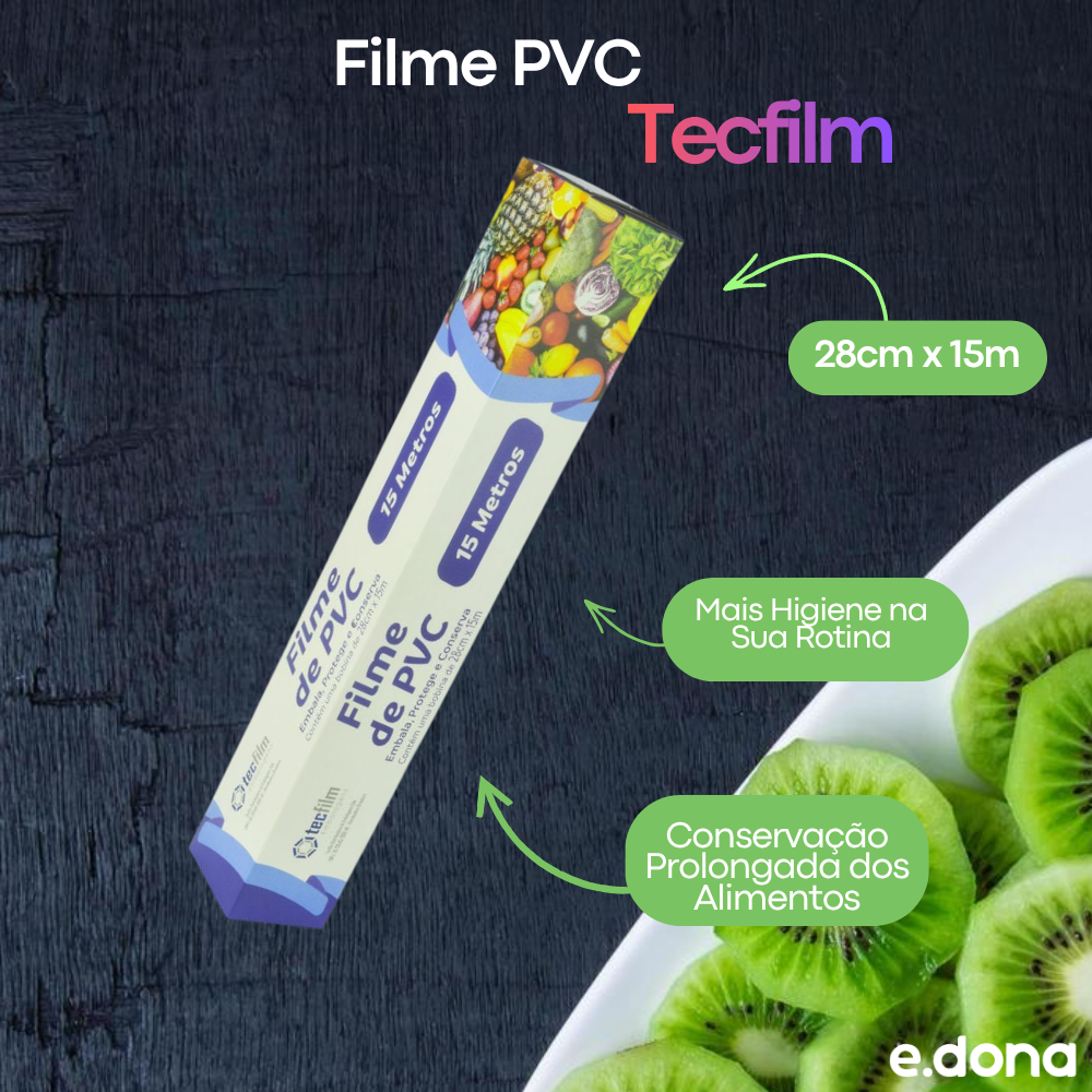 Filme PVC 28cm x 15m Tecfilm