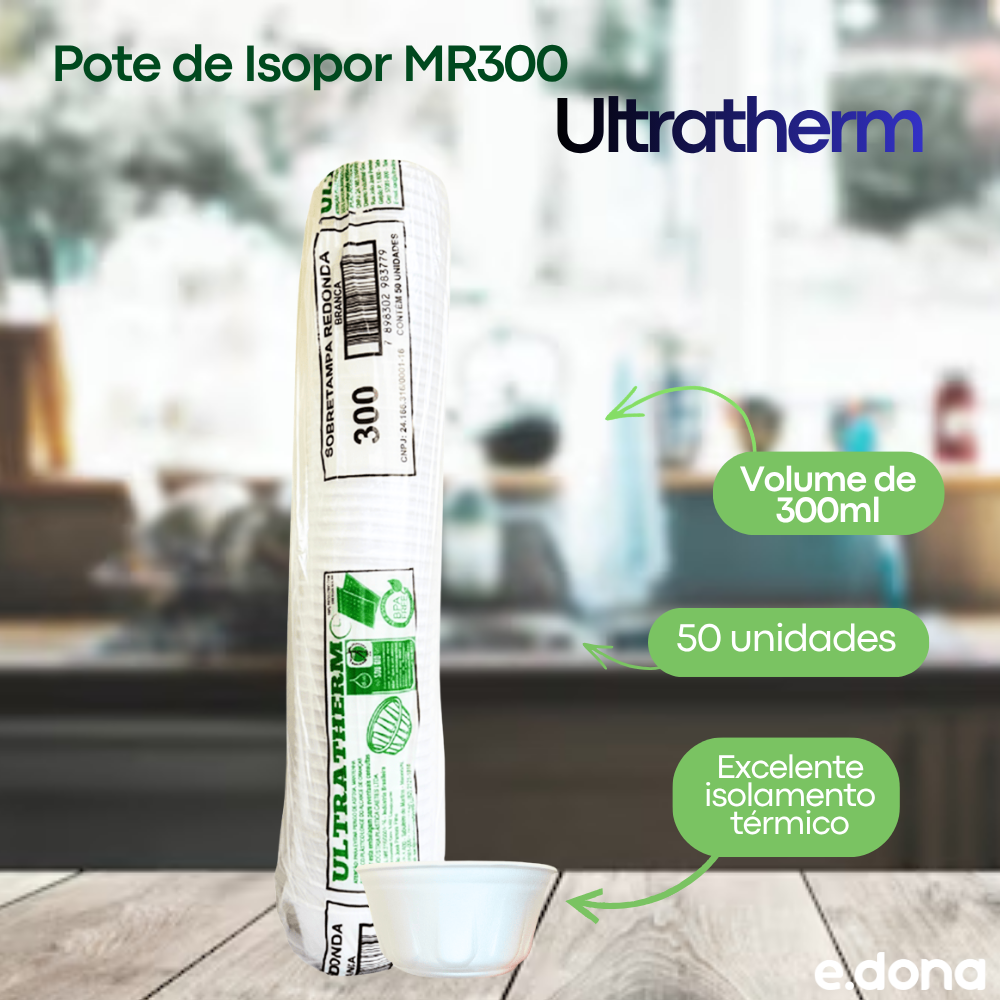 Pote de Isopor 300ml MR300 Ultratherm - 50 Unidades