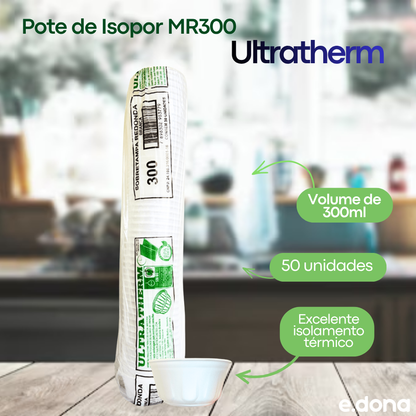 Pote de Isopor 300ml MR300 Ultratherm - 50 Unidades