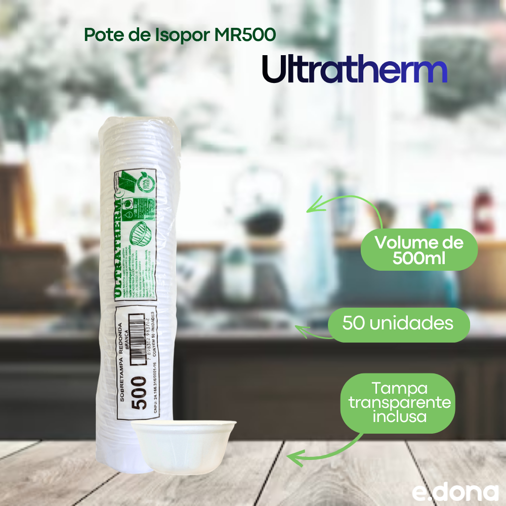 Pote de Isopor 500ml MR500 Ultratherm - 50 unidades