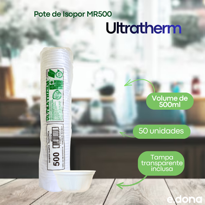 Pote de Isopor 500ml MR500 Ultratherm - 50 unidades