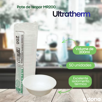Pote de Isopor 200ml MR200 Ultratherm - 50 Unidades