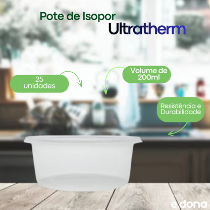 Pote com Tampa 200ml Ultra PP – 25 Unidades