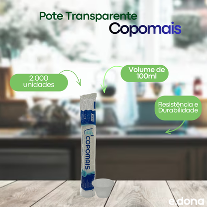 Pote Transparente 100ml Copomais PS - 2.000 Unidades